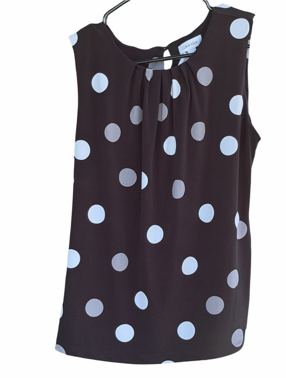 Calvin Klein Black Sleeveless w/ White & Gray Polka  Dot Top- medium